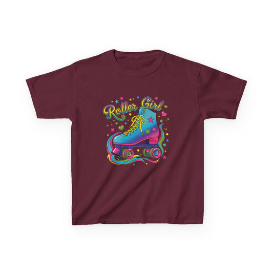 Girl's Roller Skating T-shirt - Roller Girl - Retro Graphic Shirt for Kids