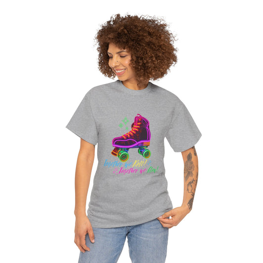 Adult Roller Skating T-Shirt "Together We Roll, Together We Glow" Retro Neon Tee