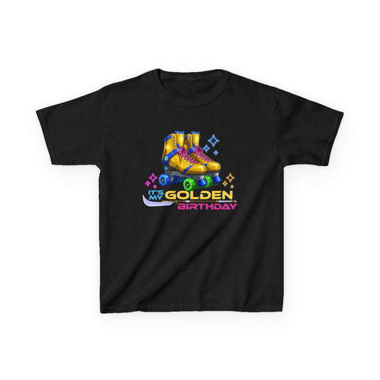 Kid's Birthday Roller Skating T-Shirt - It's My Golden Birthday - Party, Streetwear, Shirt for Boys and Girls