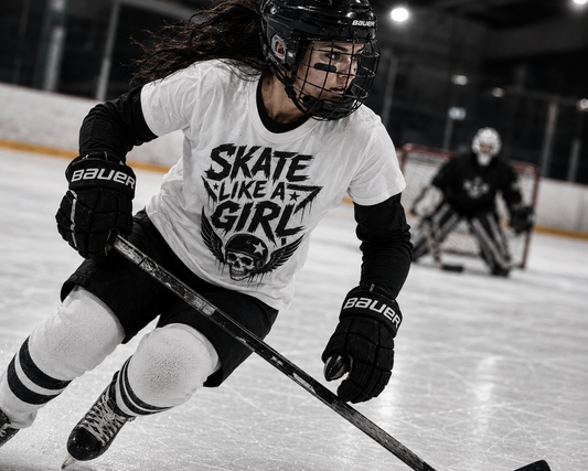 Adult Skate Like a Girl Women's T-Shirt | Roller Skating, Ice Skating, Roller Derby & Hockey Tee