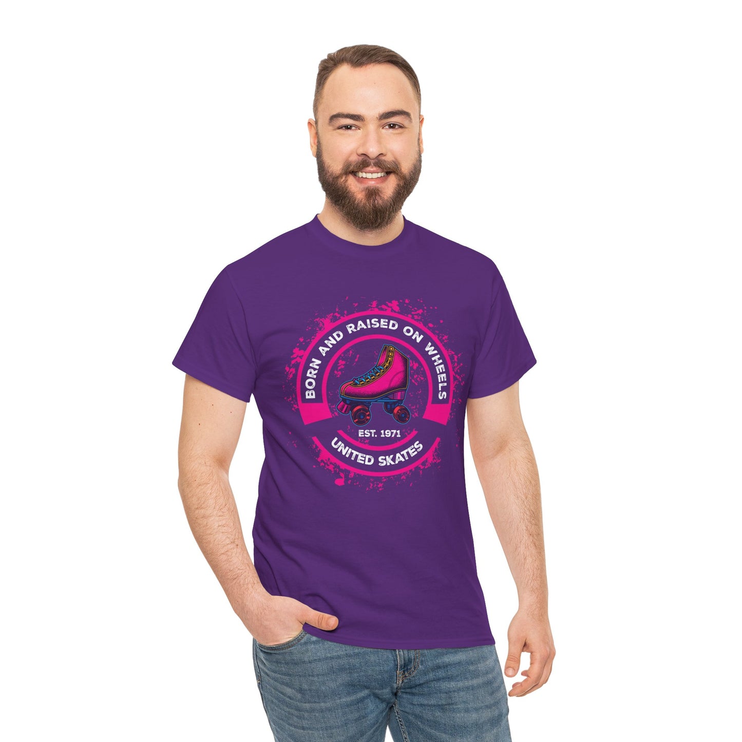 Adult "Born & Raised on Wheels" Roller Skating T-Shirt
