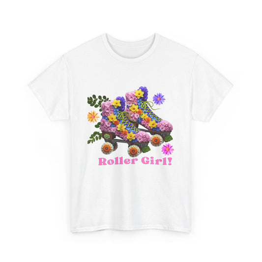 Roller Girl Floral Skate T-Shirt - Adult Roller Skate Graphic T-Shirt – 100% Cotton