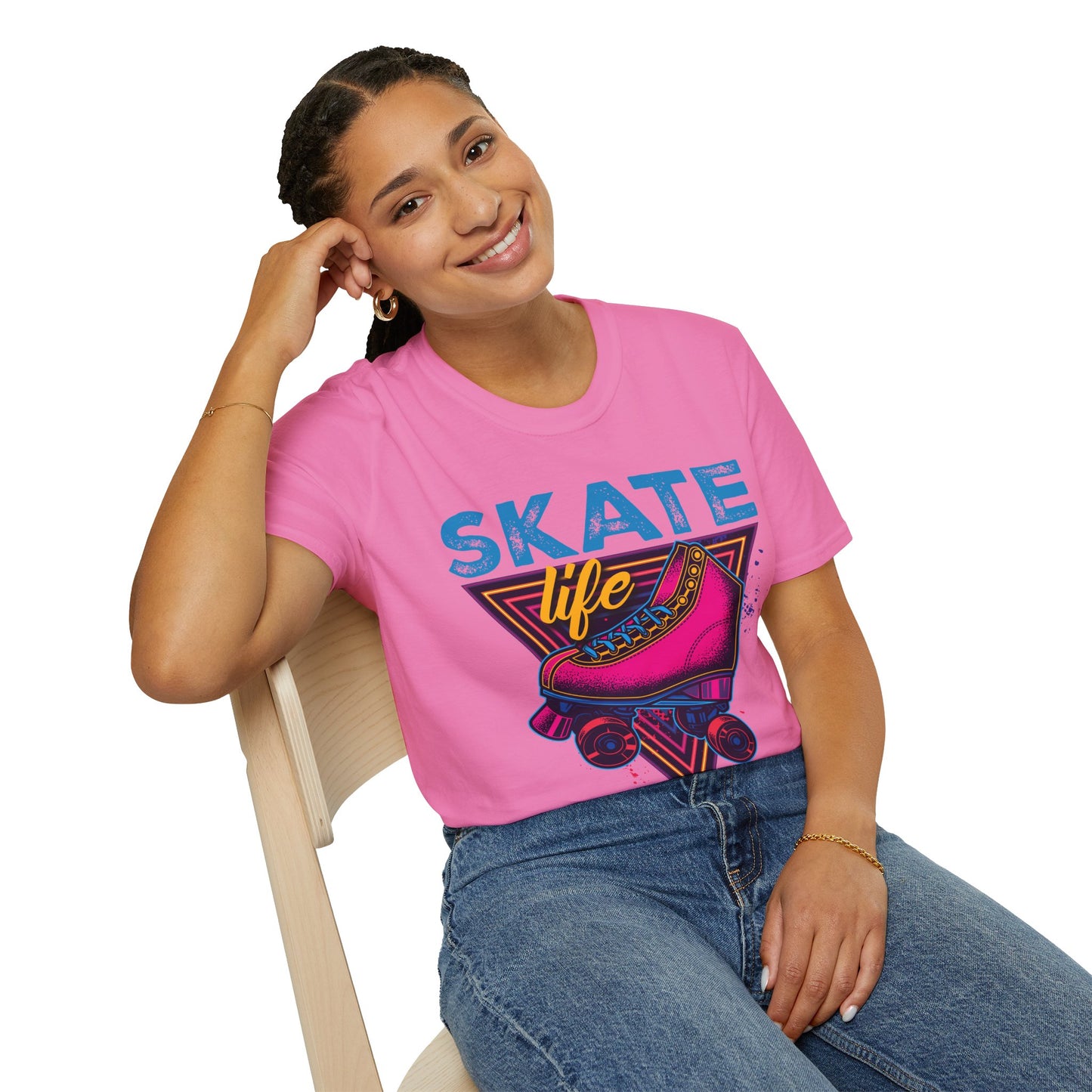 Adult "Skate Life" T-Shirt - United Skates of America - Raleigh, NC (Pink)