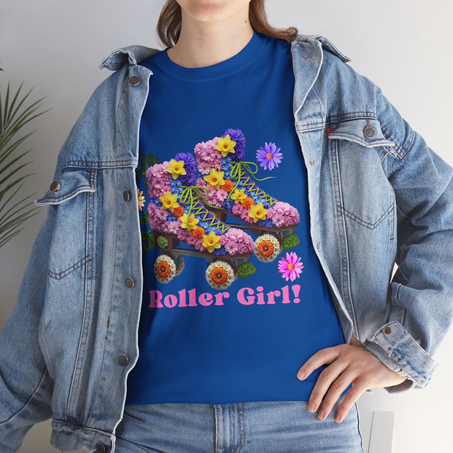 Roller Girl Floral Skate T-Shirt - Adult Roller Skate Graphic T-Shirt – 100% Cotton