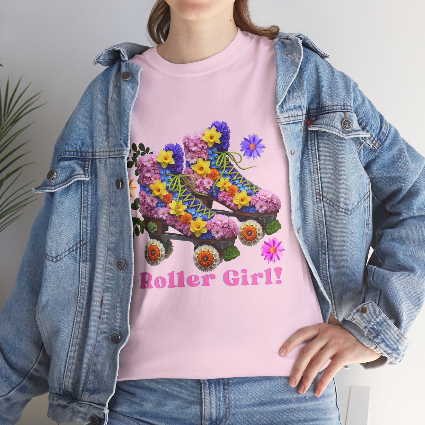Roller Girl Floral Skate T-Shirt - Adult Roller Skate Graphic T-Shirt – 100% Cotton