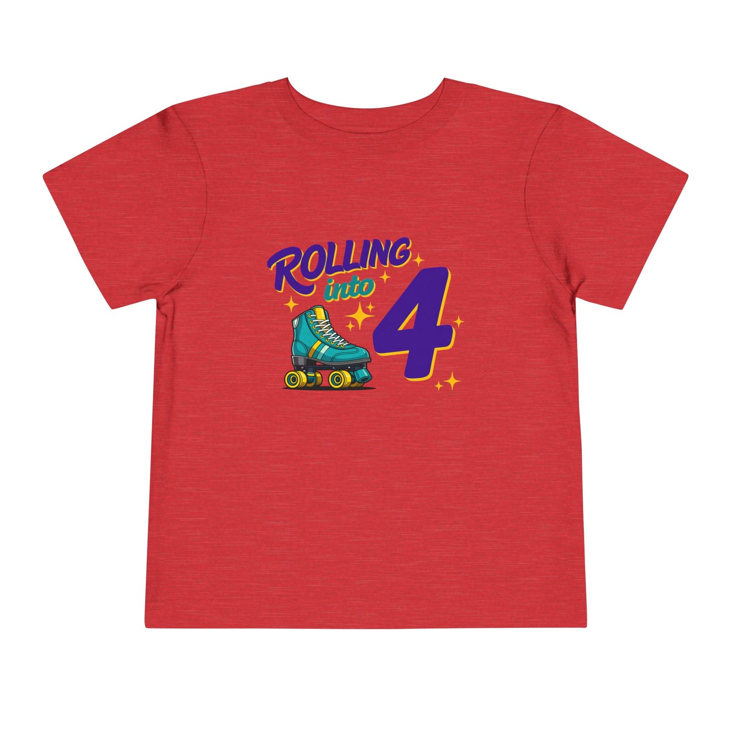Kid's "Rolling Into 4" Birthday T-Shirt for 4 Year Old Child, Roller Skating Tee