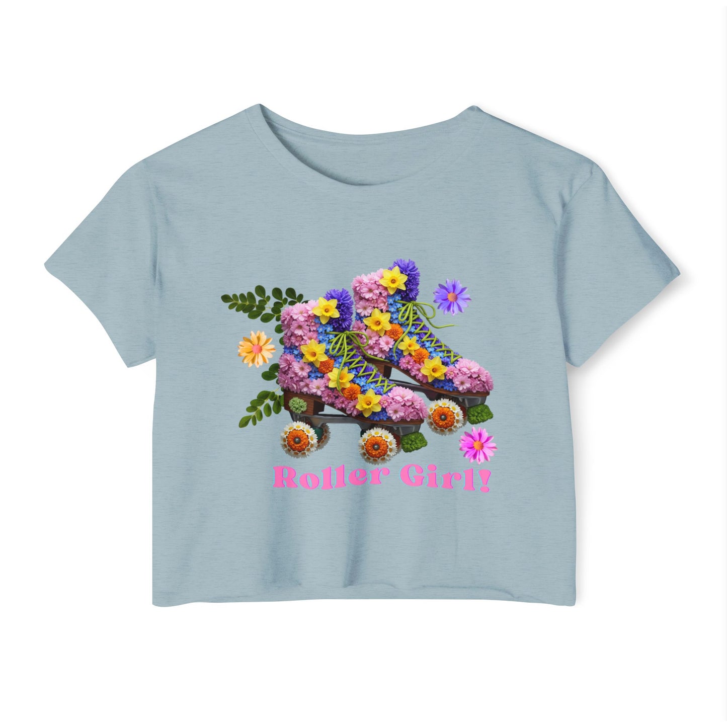 Women's Crop Top Roller Skating T-Shirt – Roller Girl - Vintage Skate Rink Gift Shirt