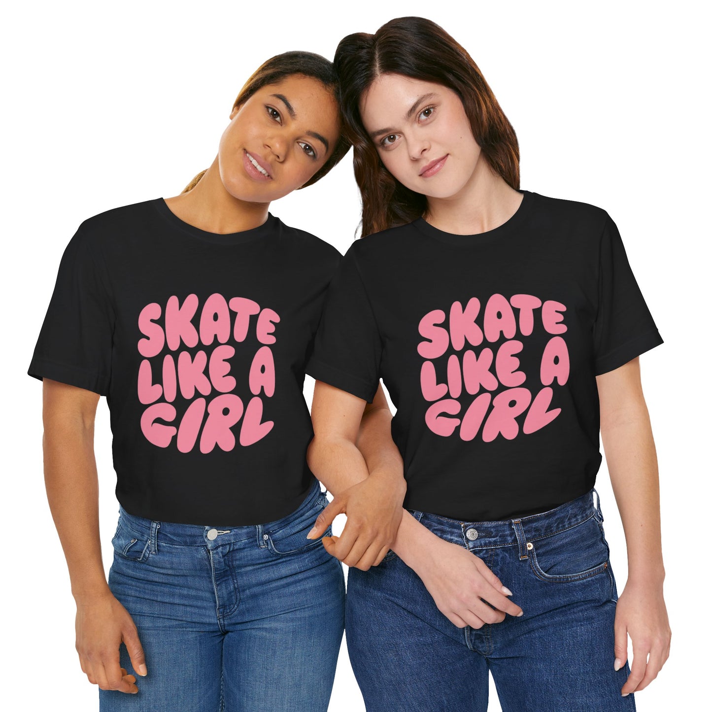 Women's "Skate Like A Girl" Roller Skate Graphic Cotton T-Shirt