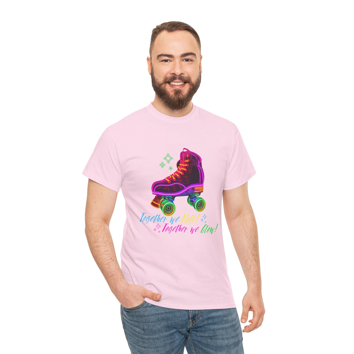 Adult Roller Skating T-Shirt "Together We Roll, Together We Glow" Retro Neon Tee