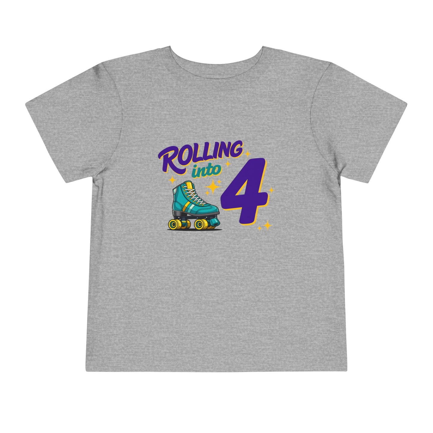 Kid's "Rolling Into 4" Birthday T-Shirt for 4 Year Old Child, Roller Skating Tee
