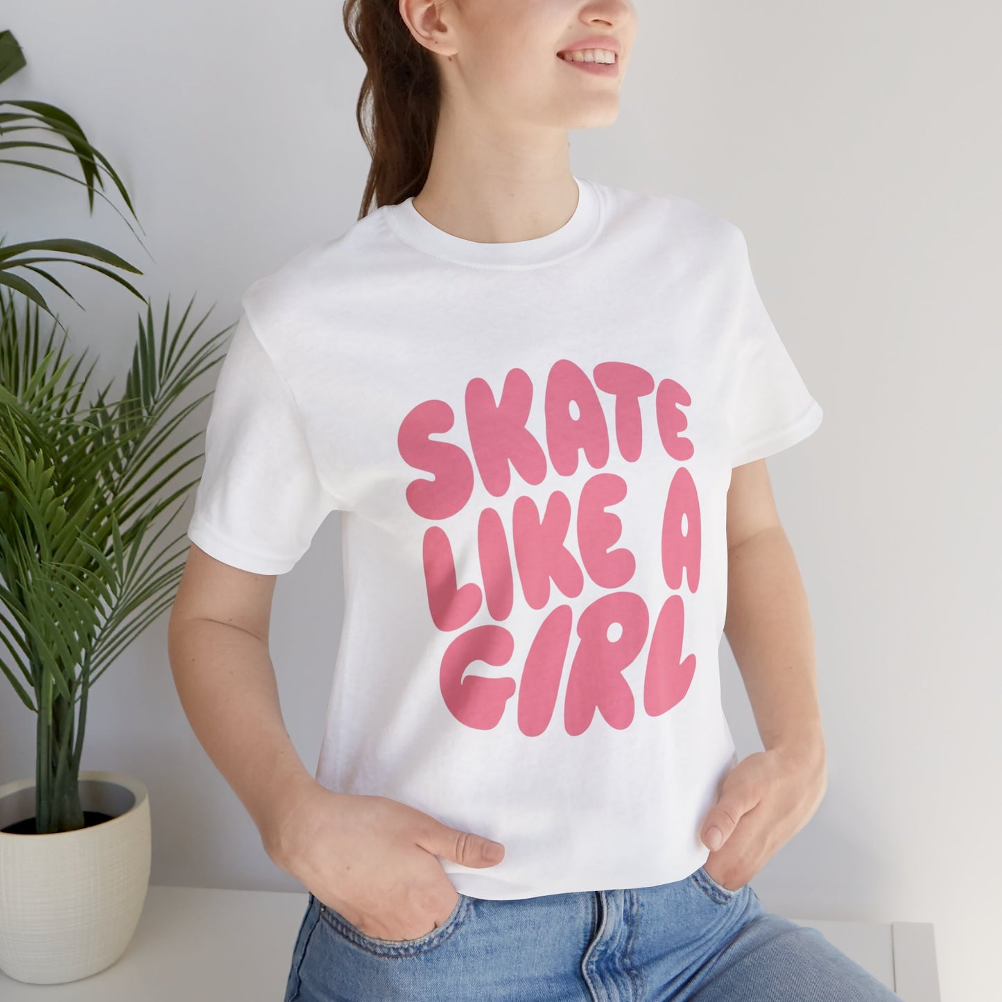 Women's "Skate Like A Girl" Roller Skate Graphic Cotton T-Shirt