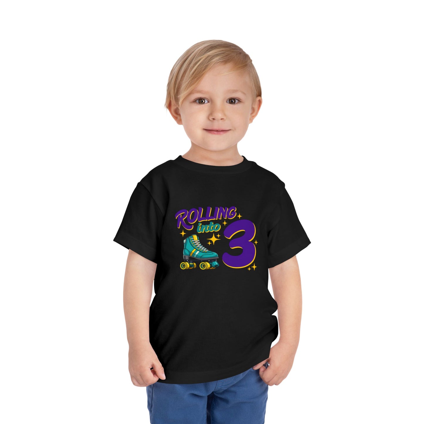 Kid's  "Rolling Into 3 " Birthday T-Shirt for 3 Year Old Child, Roller Skating Tee