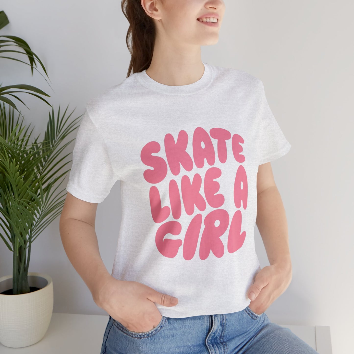 Women's "Skate Like A Girl" Roller Skate Graphic Cotton T-Shirt