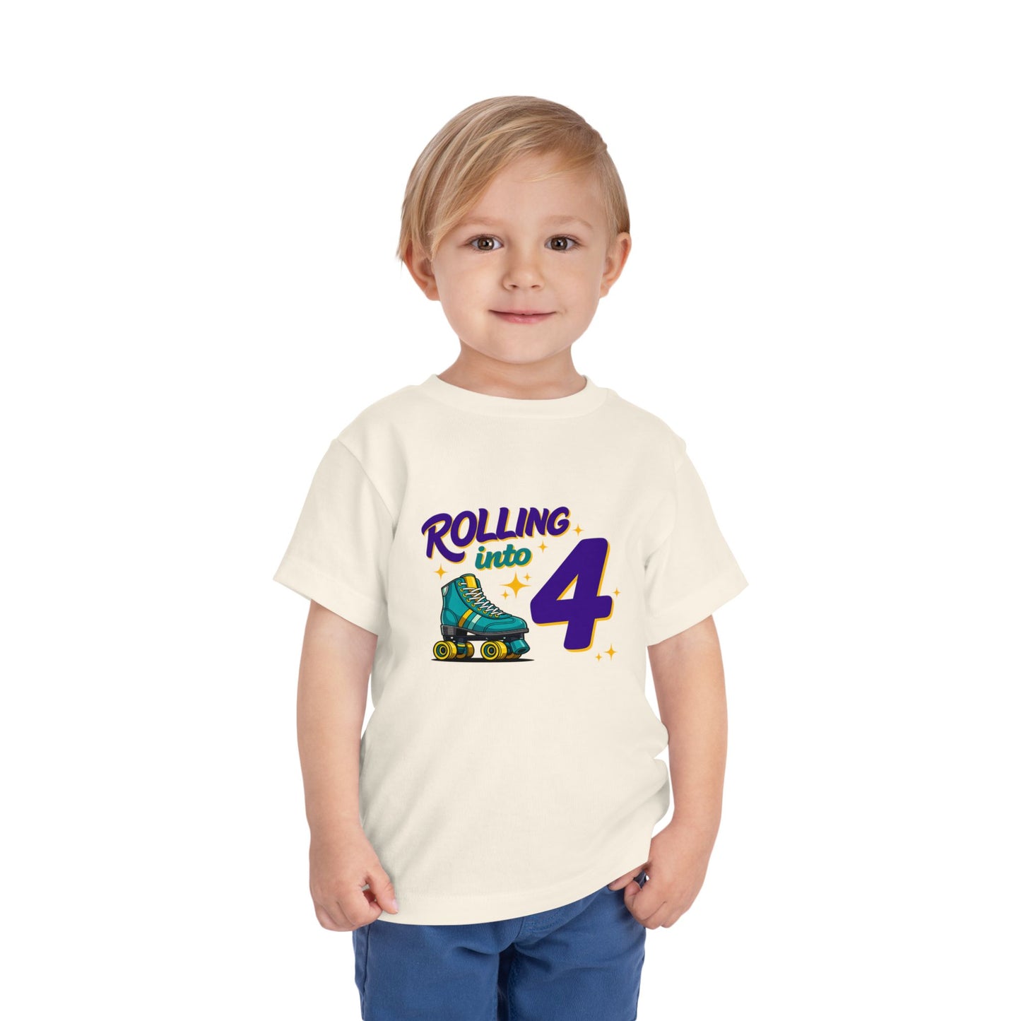 Kid's "Rolling Into 4" Birthday T-Shirt for 4 Year Old Child