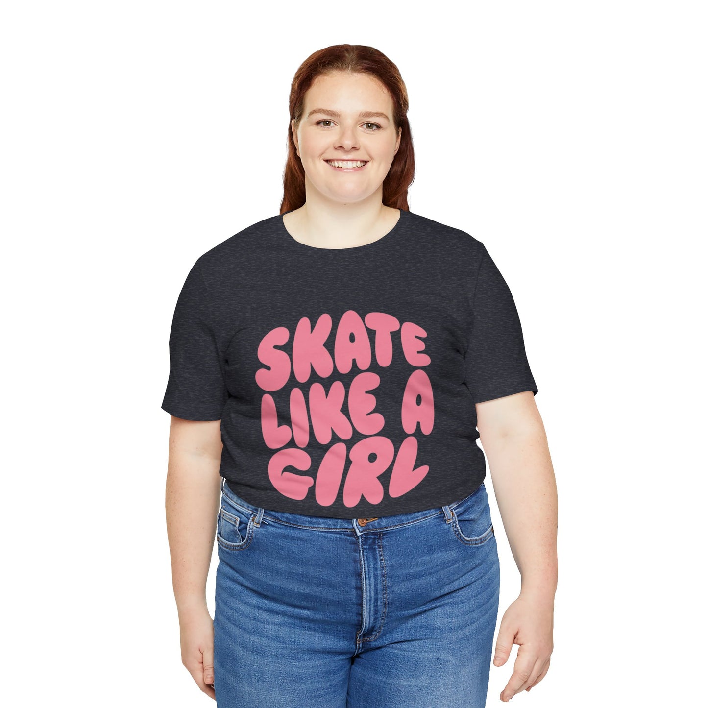 Women's "Skate Like A Girl" Roller Skate Graphic Cotton T-Shirt