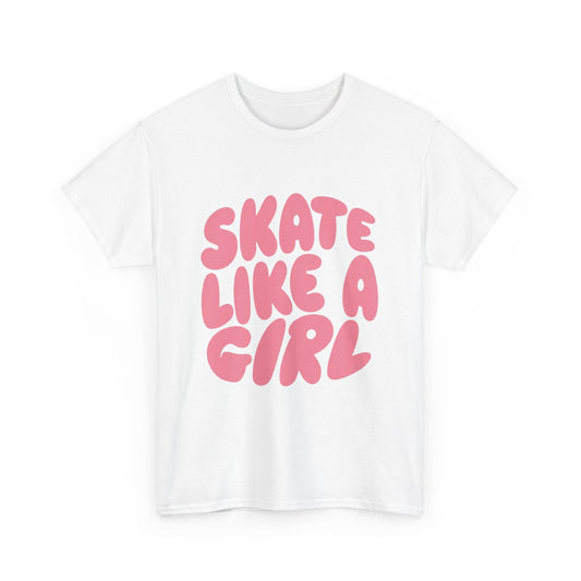 Women's Roller Skating T-Shirt - Skate Like A Girl - Bubble Letter Tee for Skaters