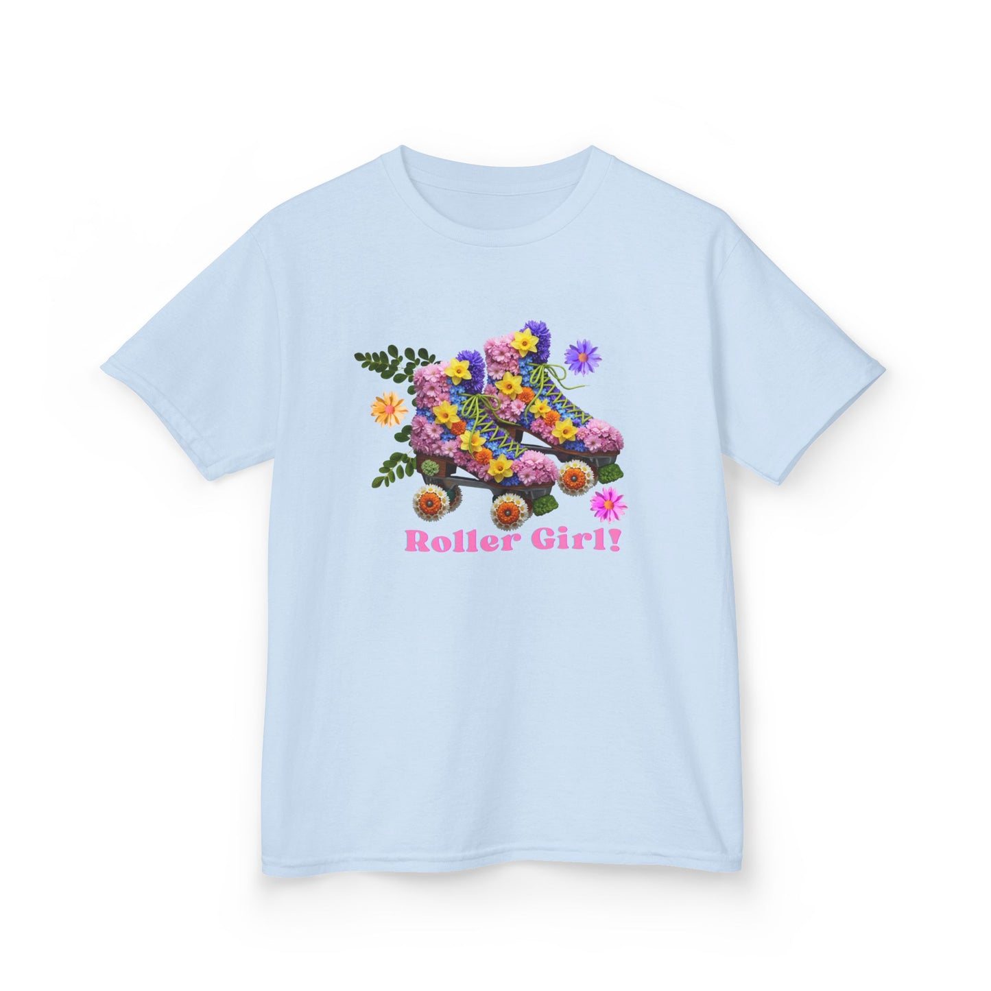 Girl's Roller Skating T-Shirt - Roller Girl - Flower Graphic Tee for Kids