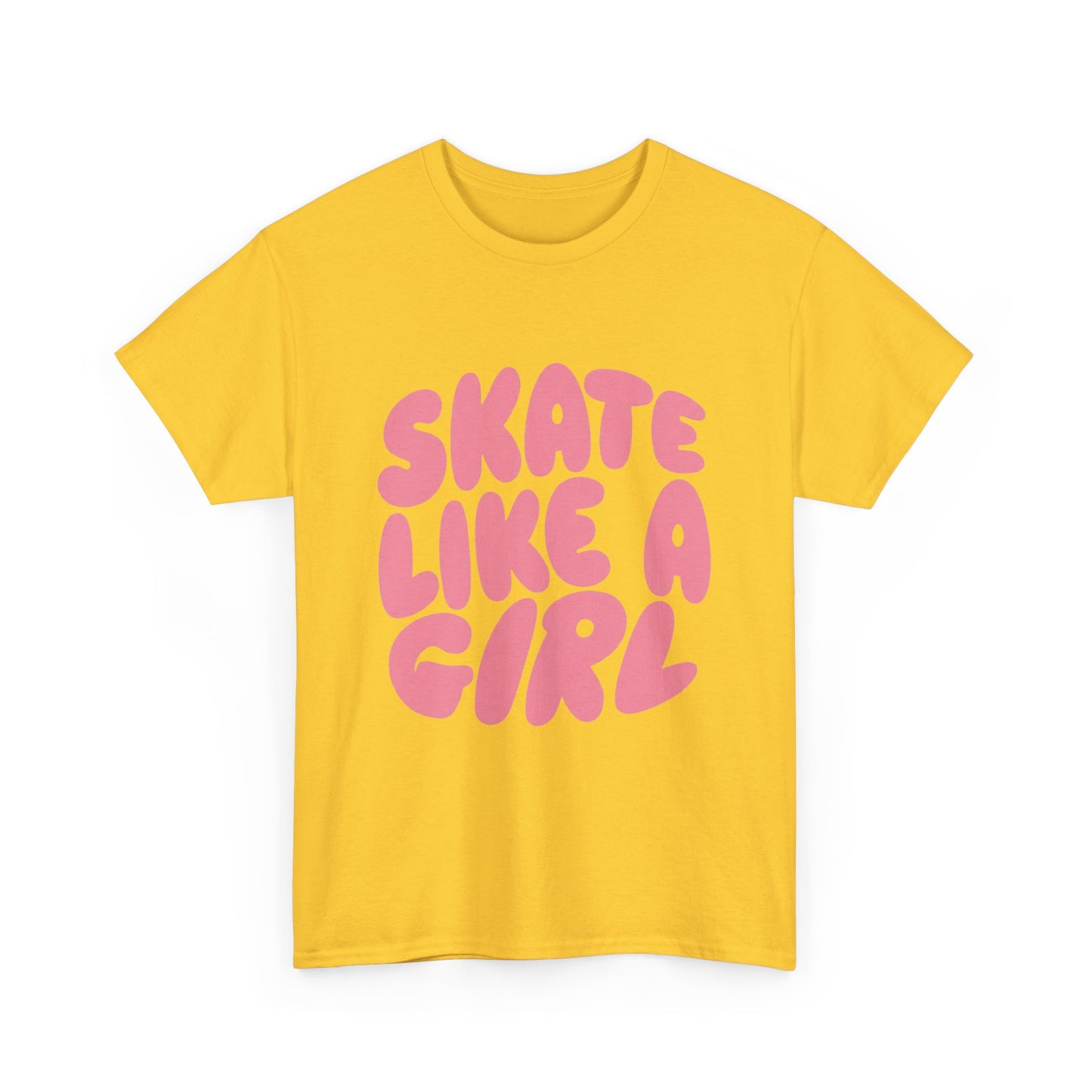 Women's Roller Skating T-Shirt - Skate Like A Girl - Bubble Letter Tee for Skaters