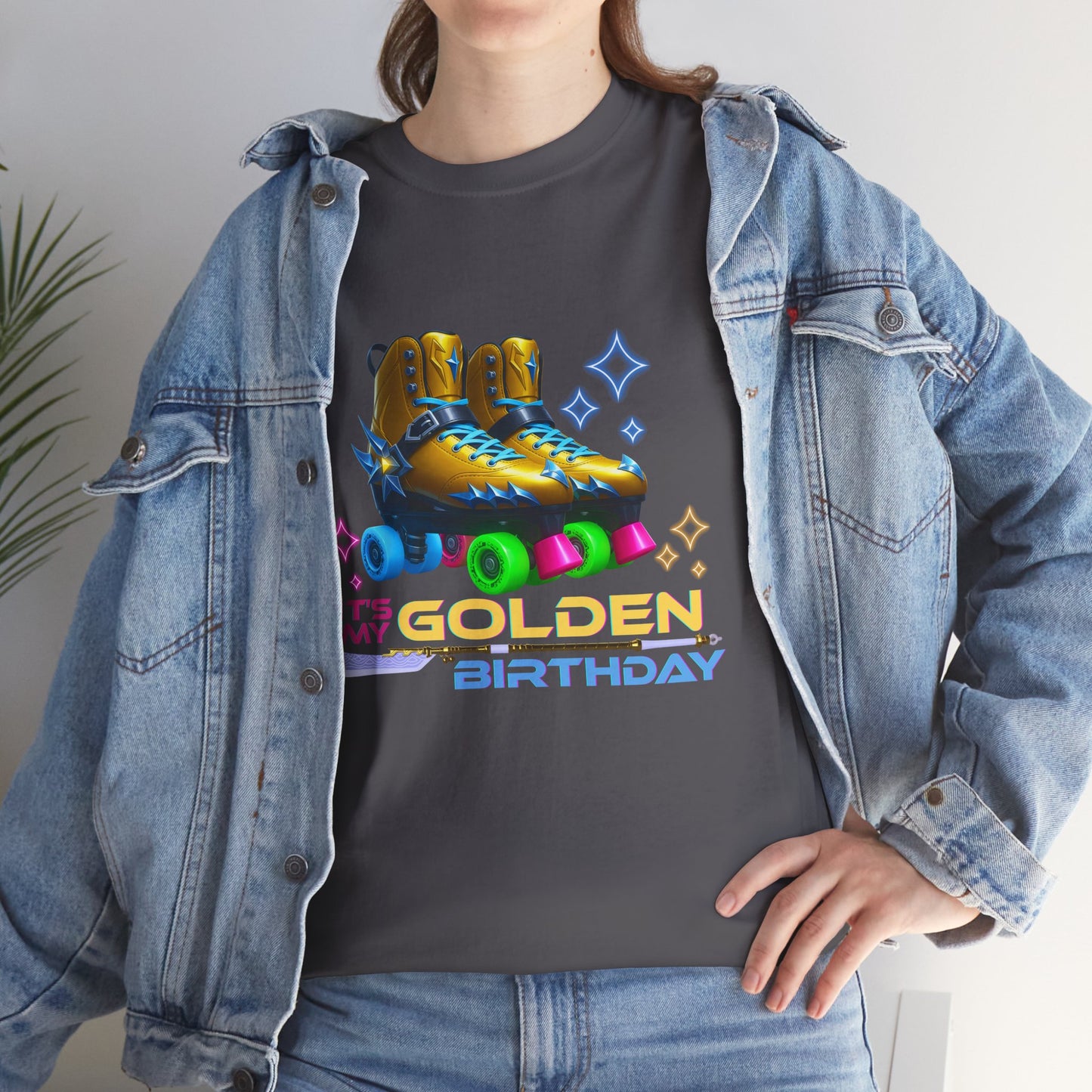 It's My Golden Birthday  - Adult and Teens Roller Skate Graphic T-Shirt – 100% Cotton, Female