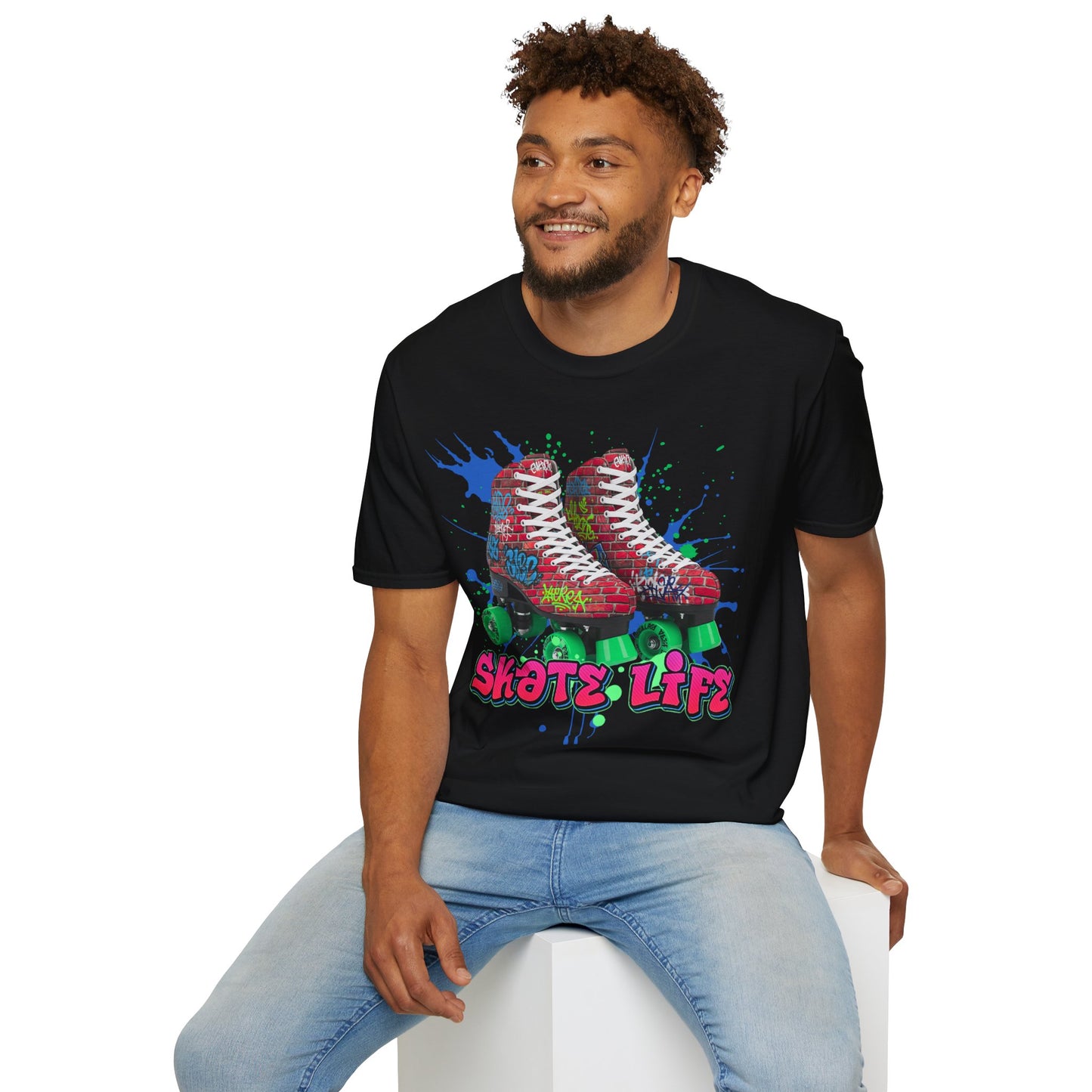 Adult "Skate Life" Paint Splattered Skates T-Shirt - Wheels Durham