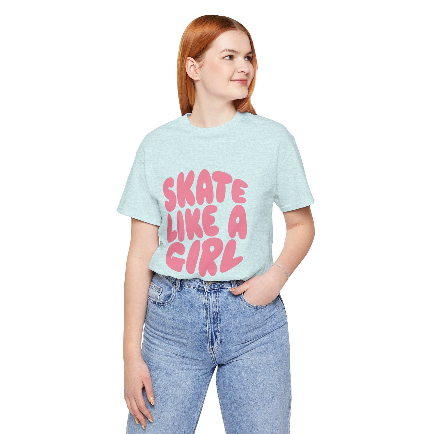 Women's "Skate Like A Girl" Roller Skate Graphic Cotton T-Shirt