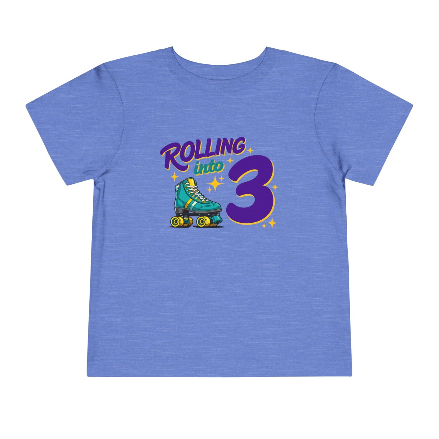 Kid's  "Rolling Into 3 " Birthday T-Shirt for 3 Year Old Child, Roller Skating Tee