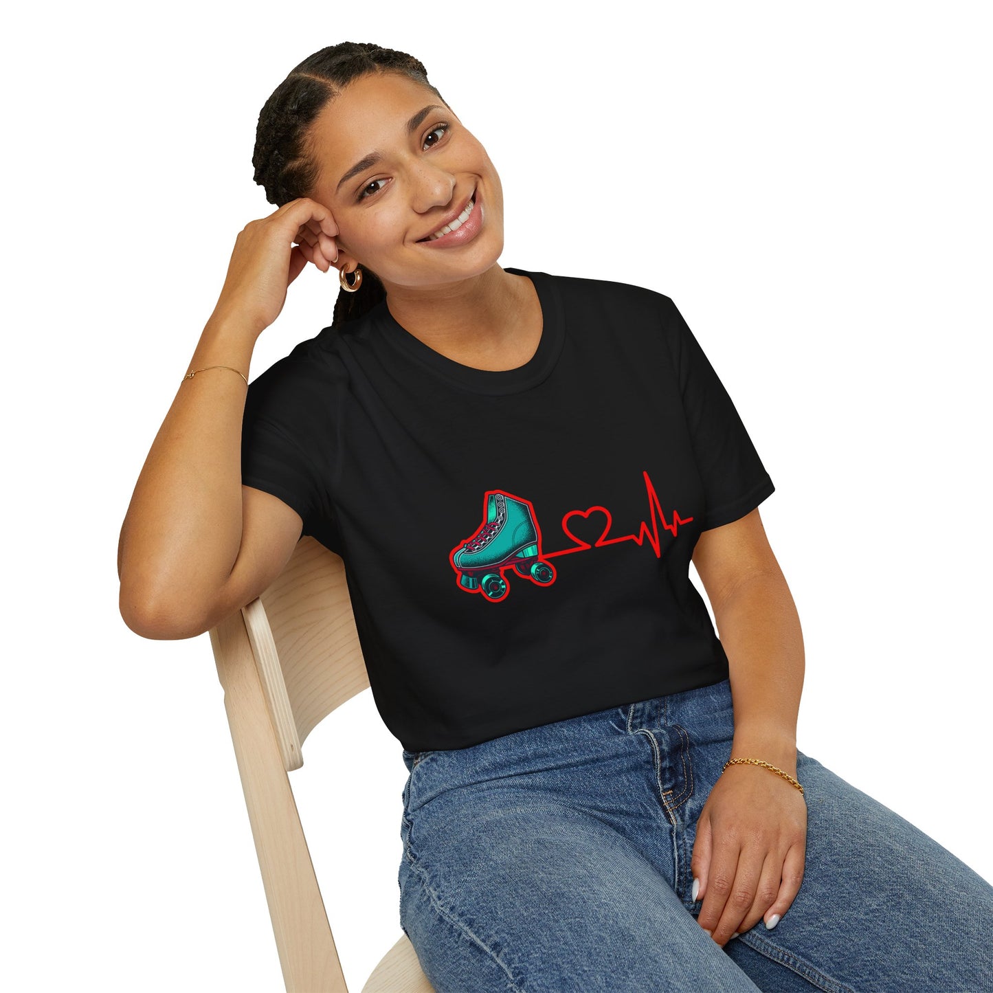 Adult Heartbeat of Roller Skating T-Shirt
