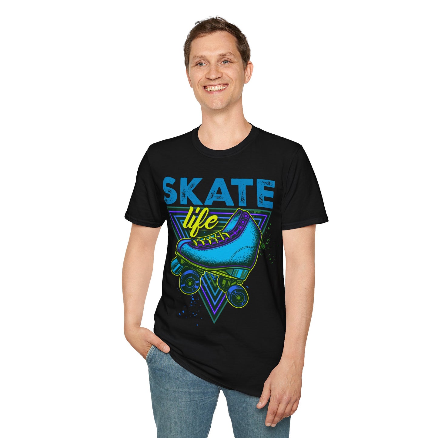 Tampa FL - Adult "Skate Life" Roller Skater T-Shirt (Blue Graphic)