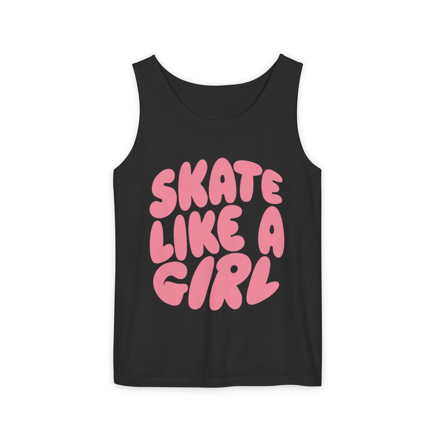 Women's Tank Top - Skate Like A Girl - Bubble Letter Tee for Roller Skating, Roller Derby, Ice Hockey Skater