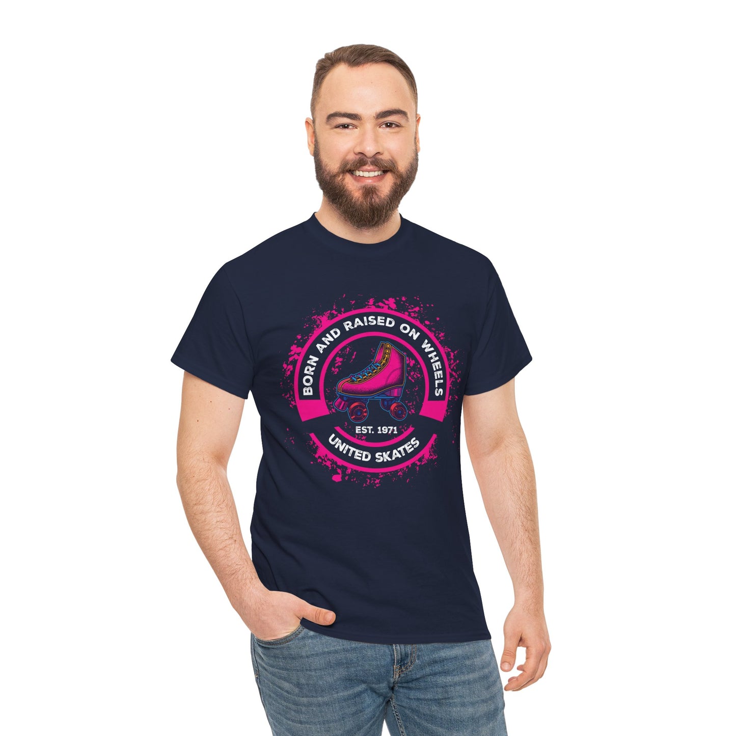 Adult "Born & Raised on Wheels" Roller Skating T-Shirt