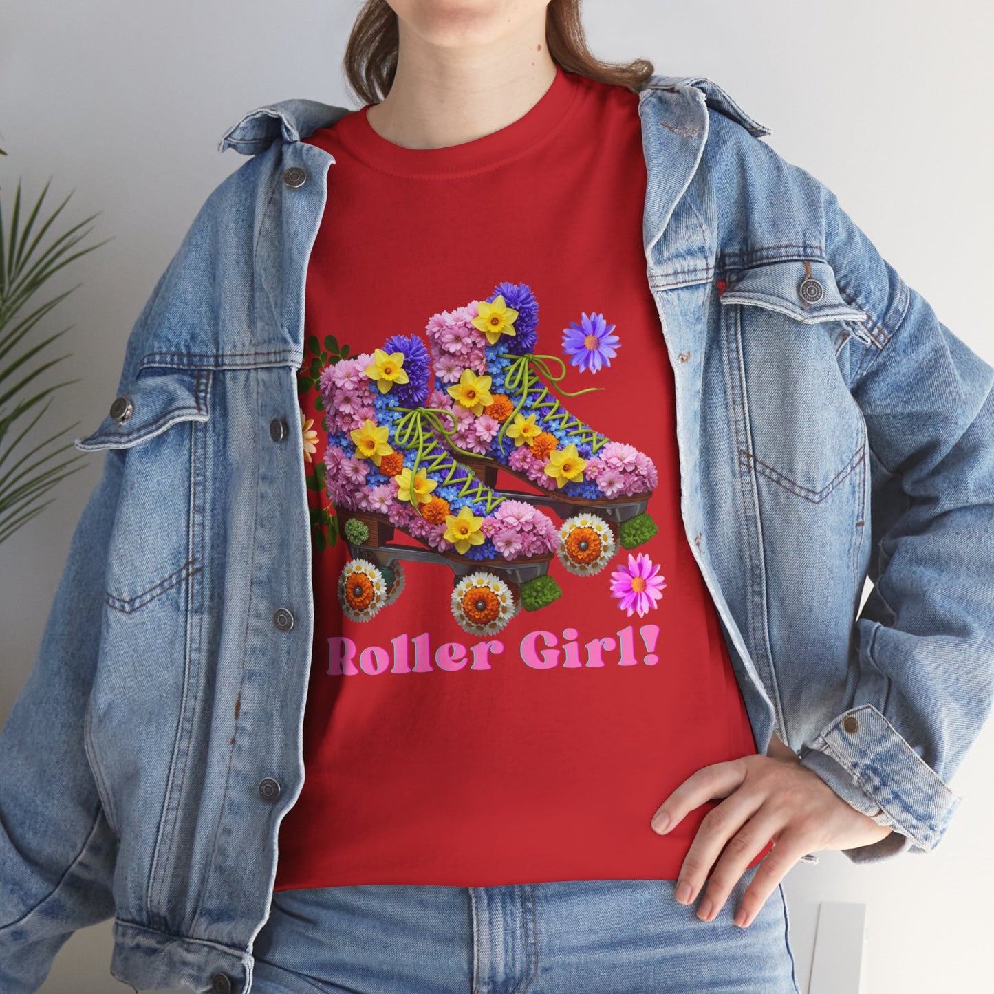 Roller Girl Floral Skate T-Shirt - Adult Roller Skate Graphic T-Shirt – 100% Cotton
