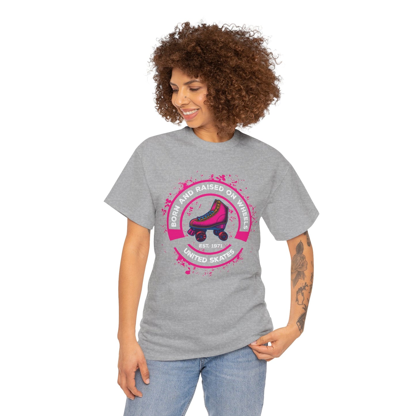 Adult "Born & Raised on Wheels" Roller Skating T-Shirt