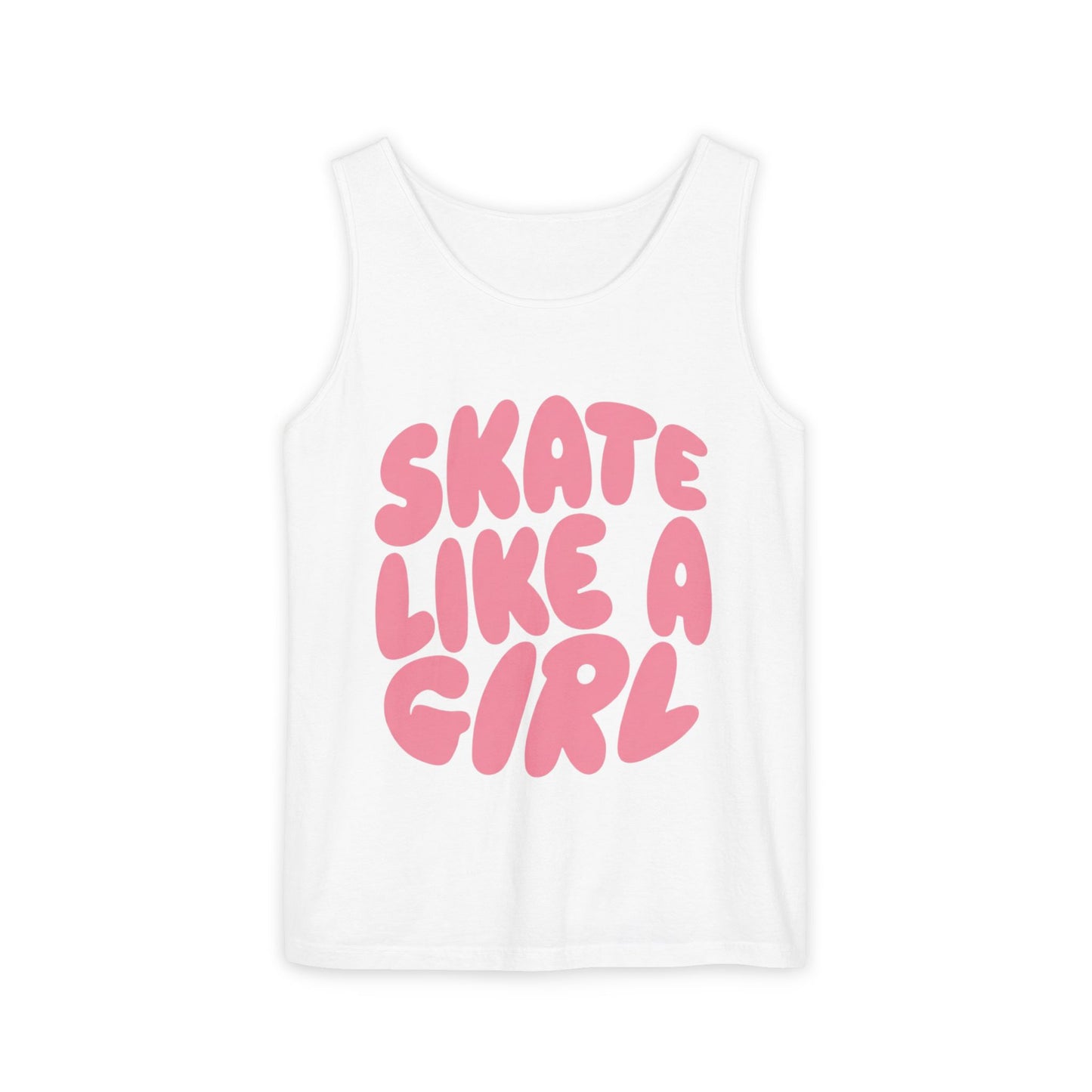 Women's Tank Top - Skate Like A Girl - Bubble Letter Tee for Roller Skating, Roller Derby, Ice Hockey Skater