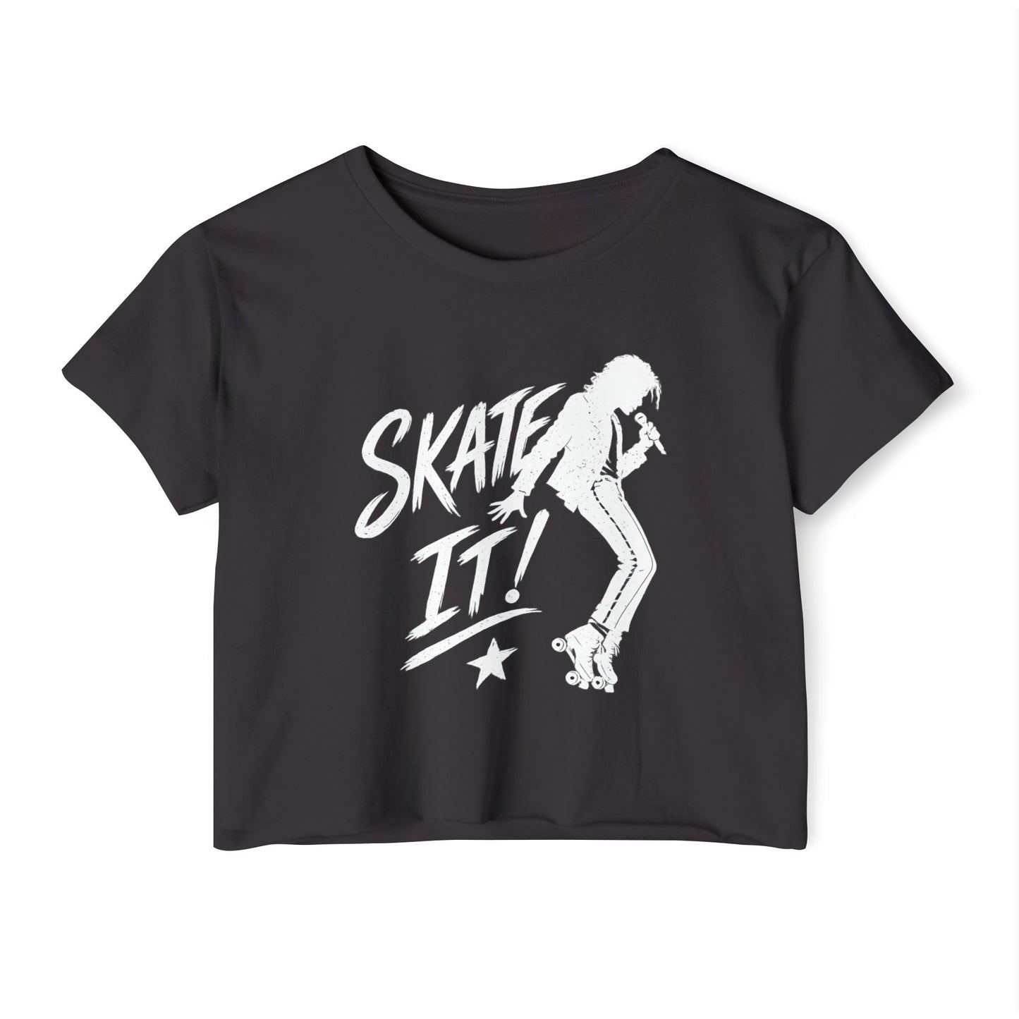 Skate It - Women's Roller Skater Crop Top - Retro Roller Disco Graphic Tee
