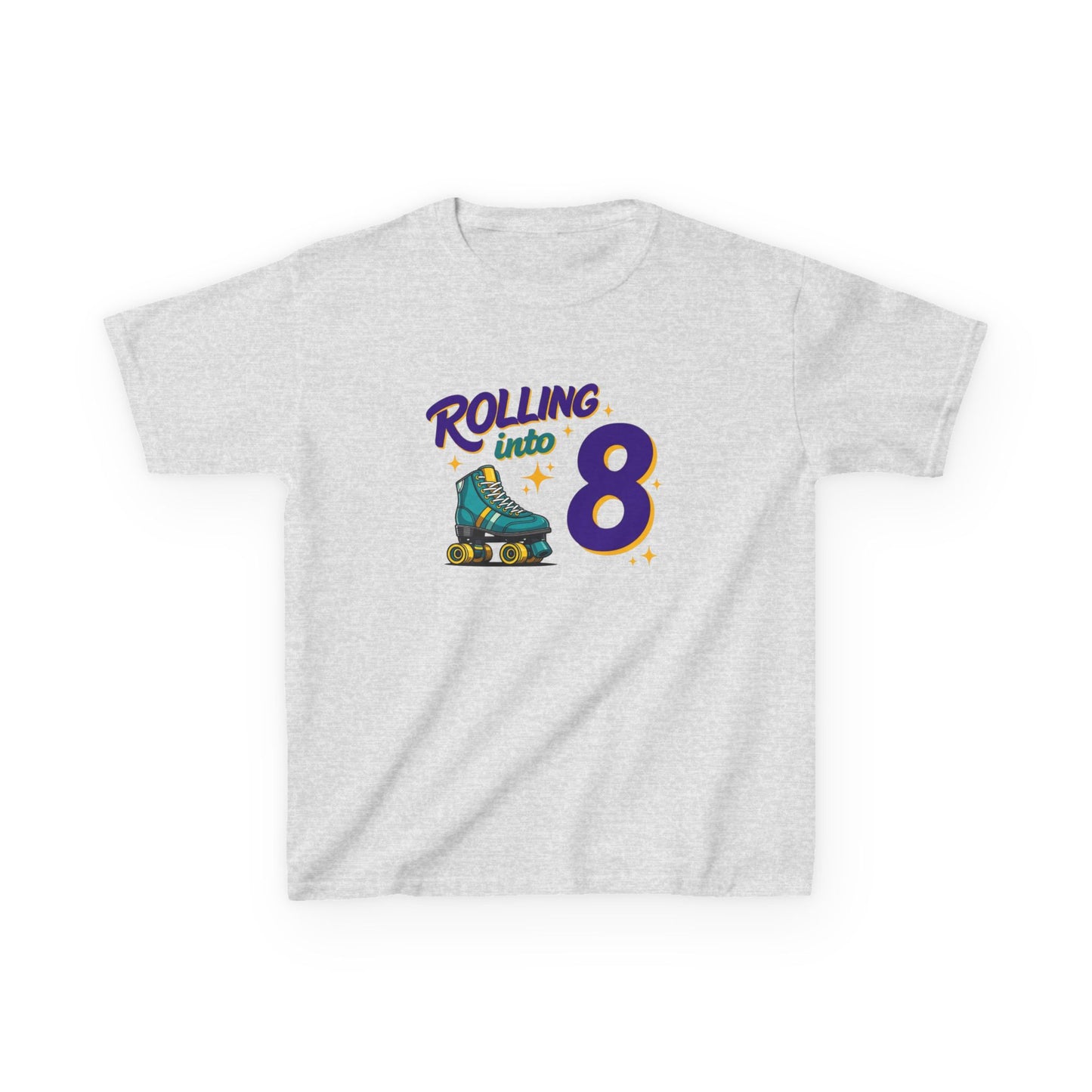Kid's  "Rolling Into 8 " Birthday T-Shirt for 8 Year Old Child, Roller Skating Tee