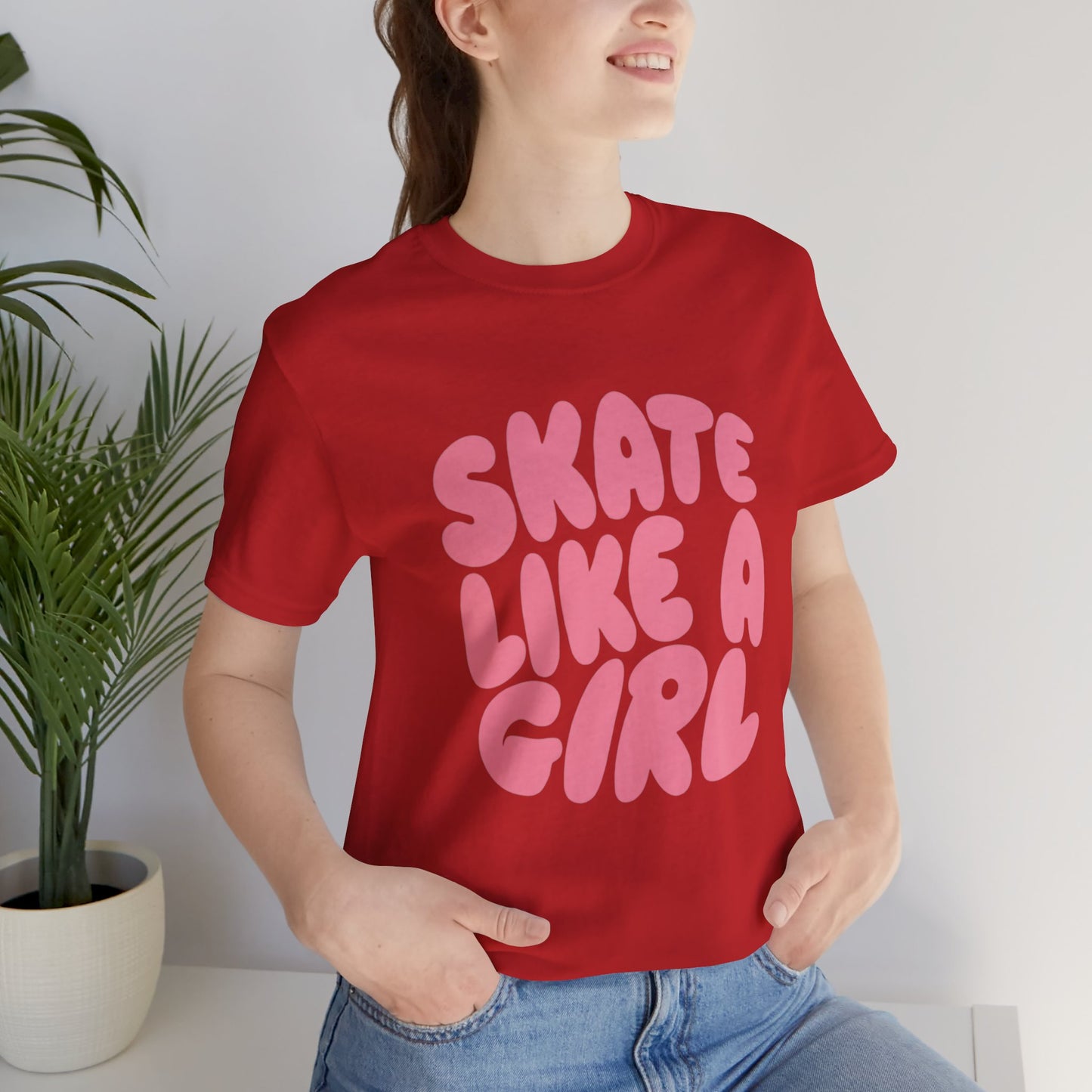 Women's "Skate Like A Girl" Roller Skate Graphic Cotton T-Shirt