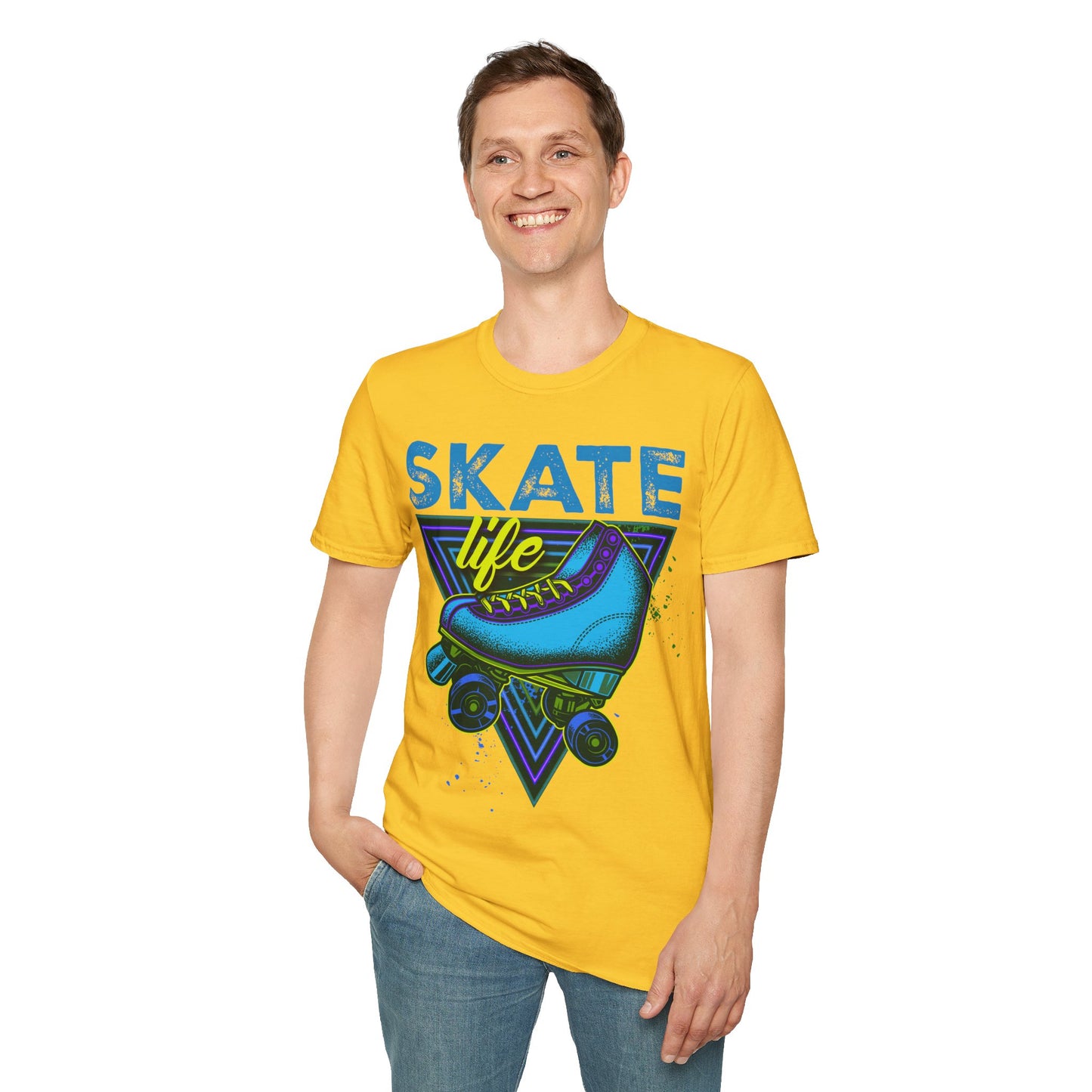 Tampa FL - Adult "Skate Life" Roller Skater T-Shirt (Blue Graphic)