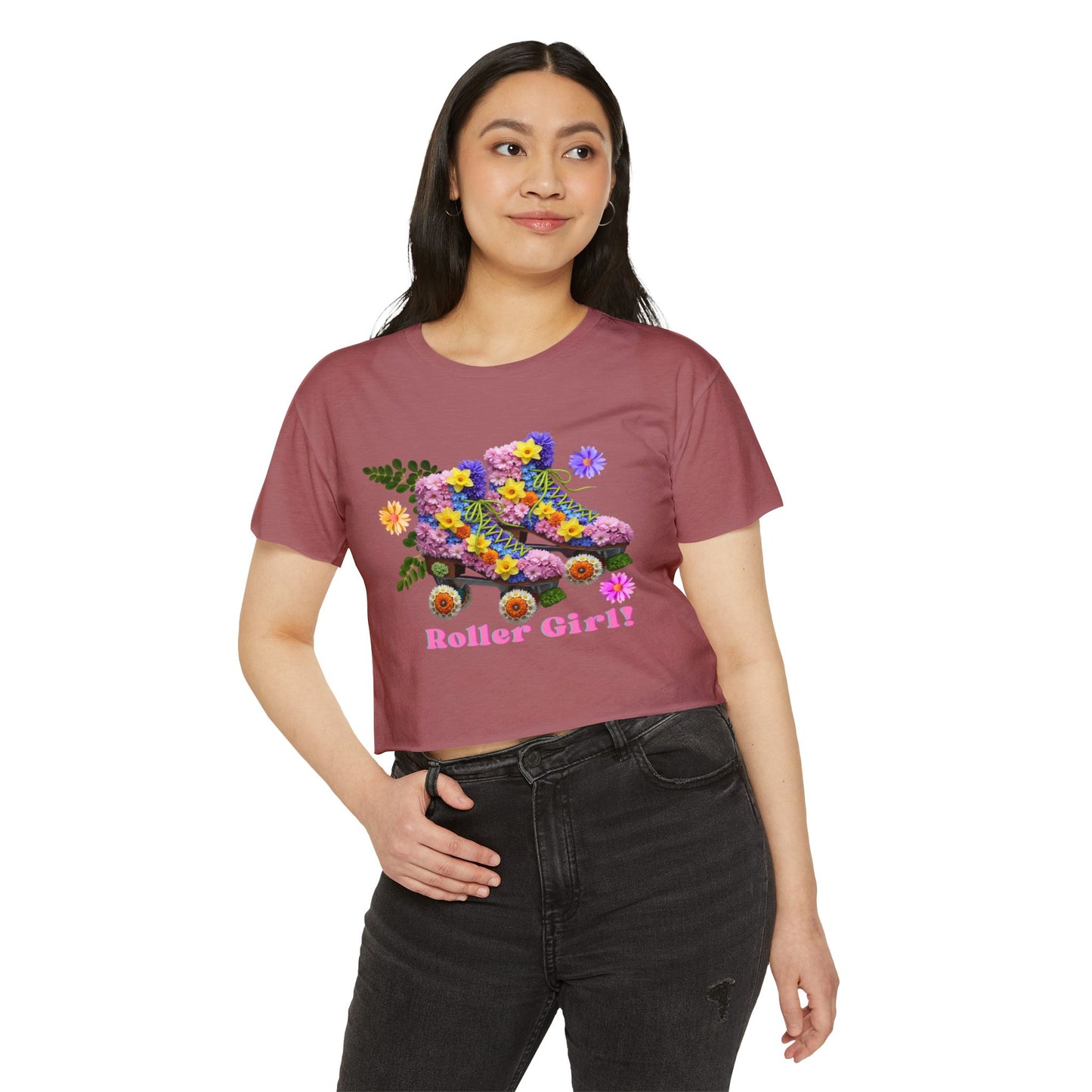 Women's Crop Top Roller Skating T-Shirt – Roller Girl - Vintage Skate Rink Gift Shirt