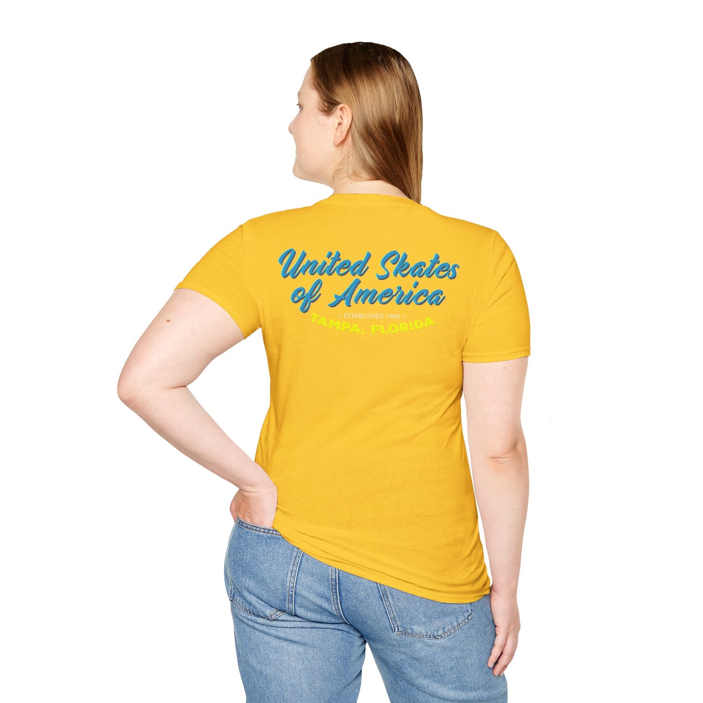 Tampa FL - Adult "Skate Life" Roller Skater T-Shirt (Blue Graphic)
