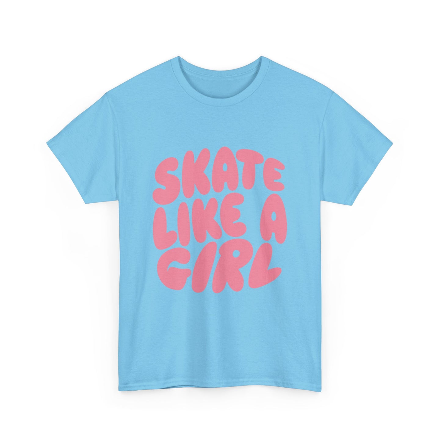Women's Roller Skating T-Shirt - Skate Like A Girl - Bubble Letter Tee for Skaters
