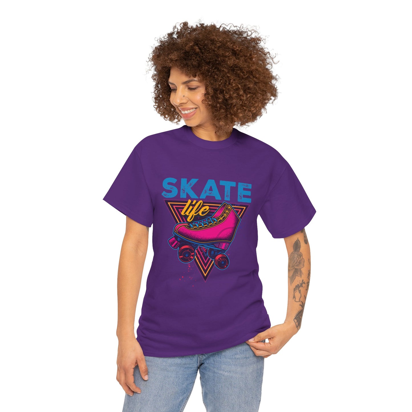 Adult Roller Skating T-Shirt - "Skate Life" - Pink Graphic