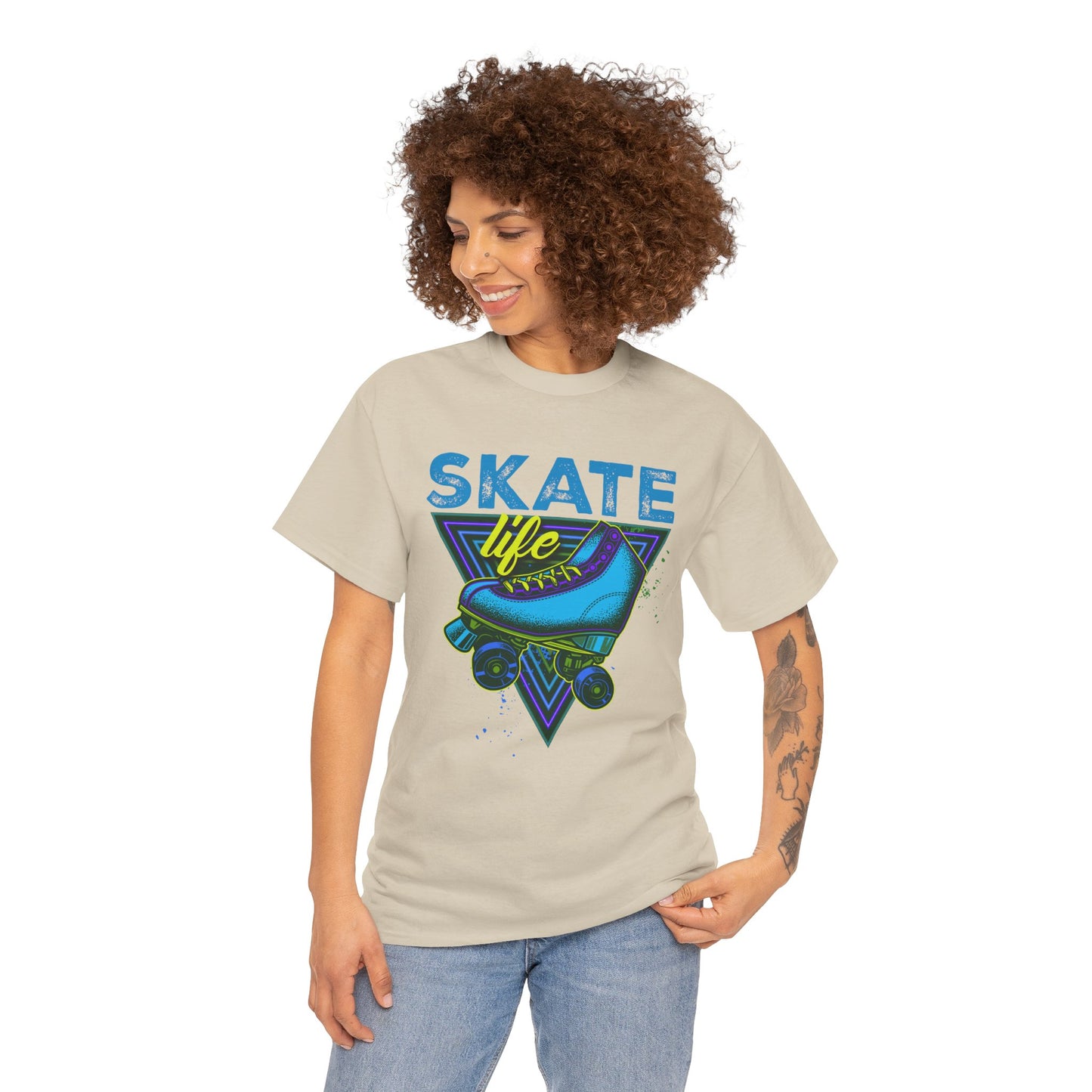 Jackson, NJ - Adult "Skate Life" Roller Skater T-Shirt (Blue Graphic)
