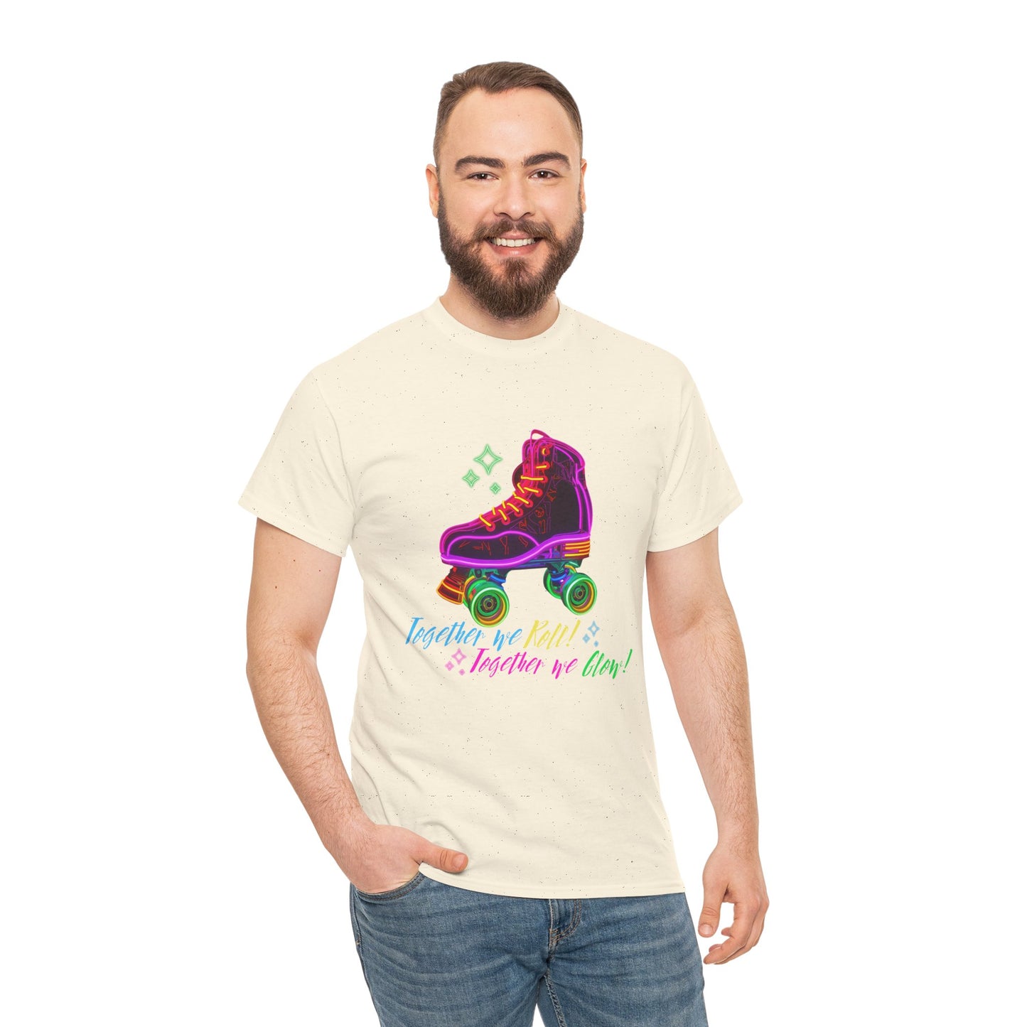 Adult Roller Skating T-Shirt "Together We Roll, Together We Glow" Retro Neon Tee