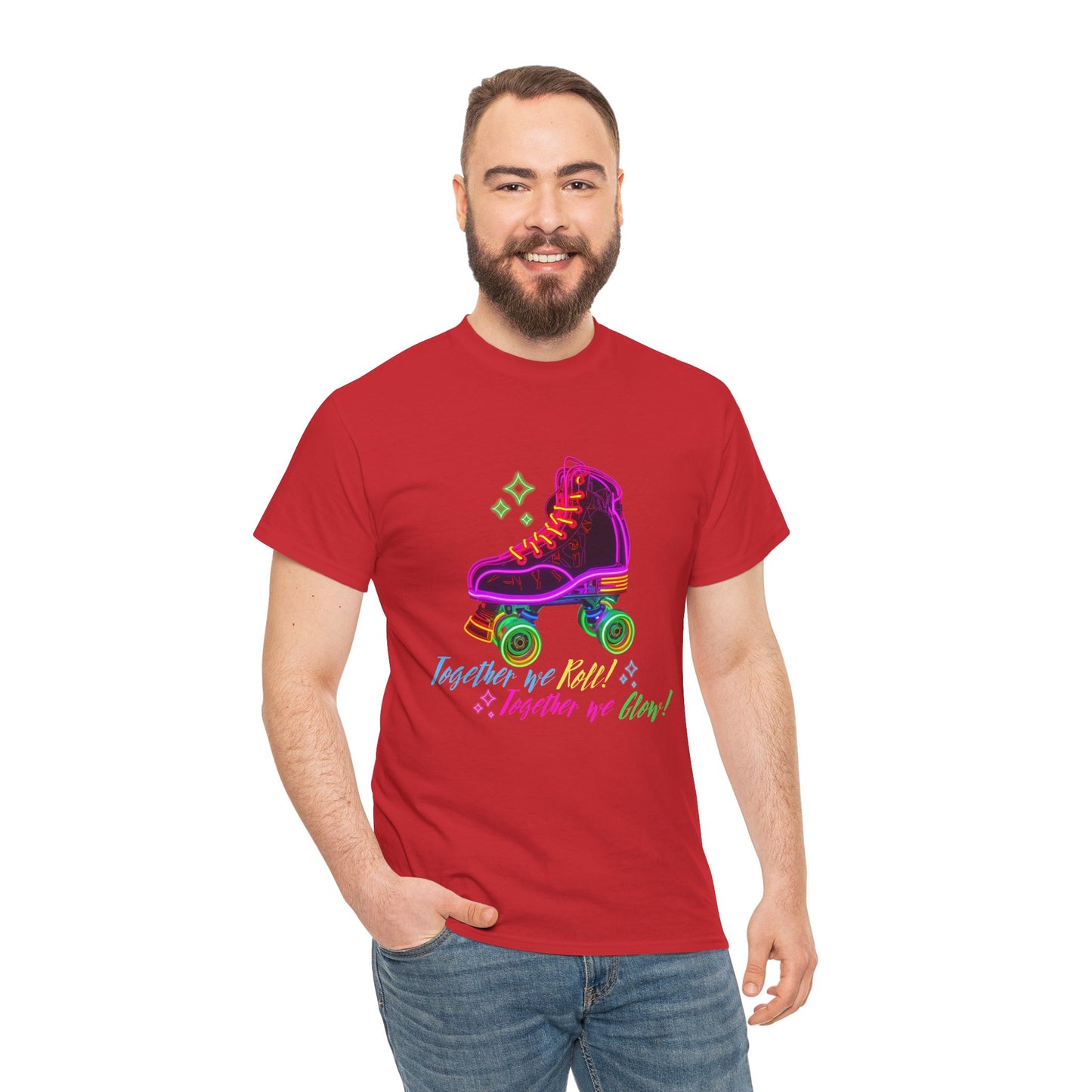Adult Roller Skating T-Shirt "Together We Roll, Together We Glow" Retro Neon Tee