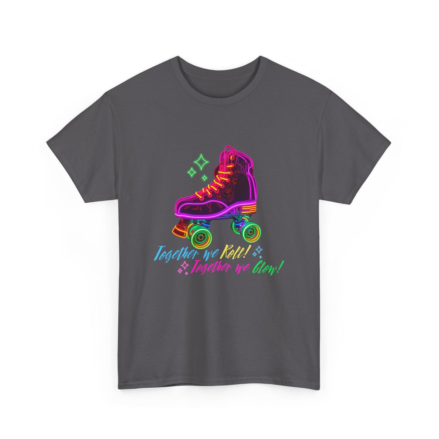Adult Roller Skating T-Shirt "Together We Roll, Together We Glow" Retro Neon Tee