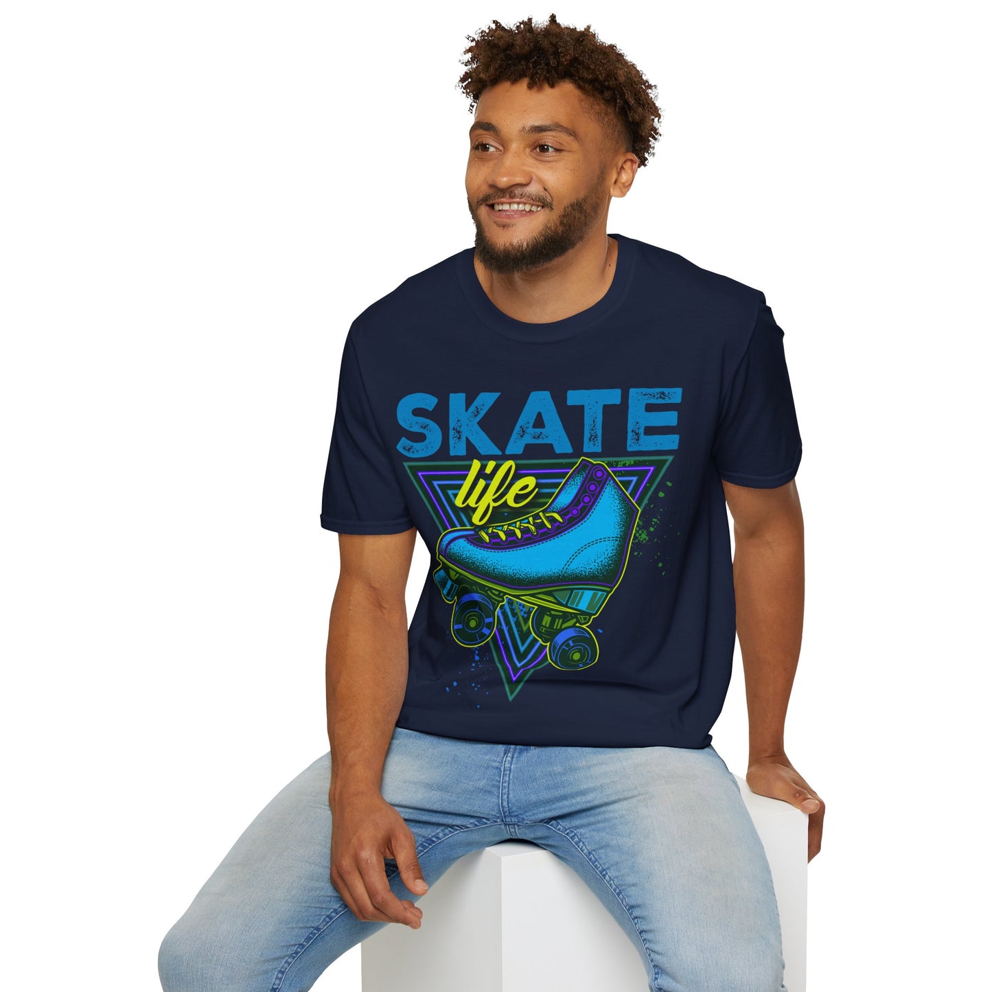 Clovis, CA - Adult "Skate Life" Roller Skater T-Shirt (Blue Graphic)