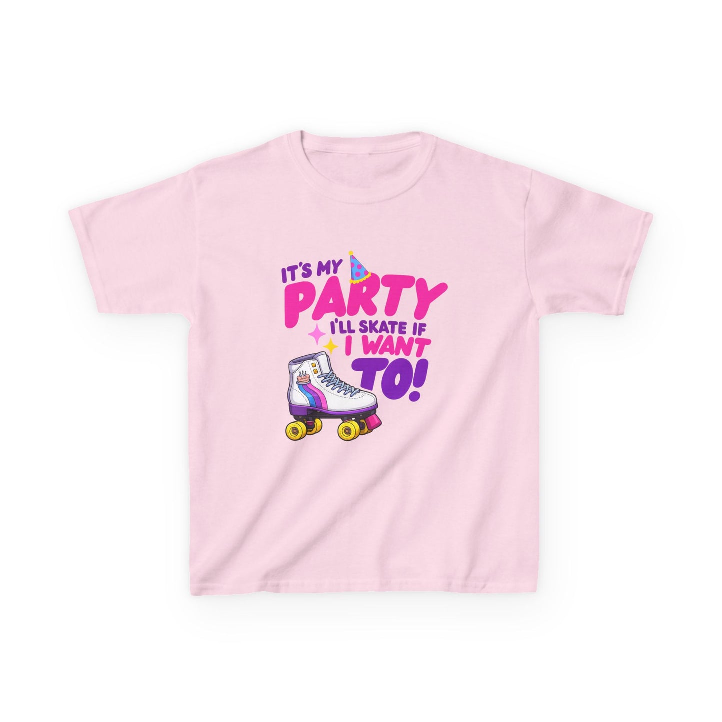 Girl's  Birthday Roller Skating T-Shirt - It's My Party I'll Skate If I Want To - Shirt for Kids