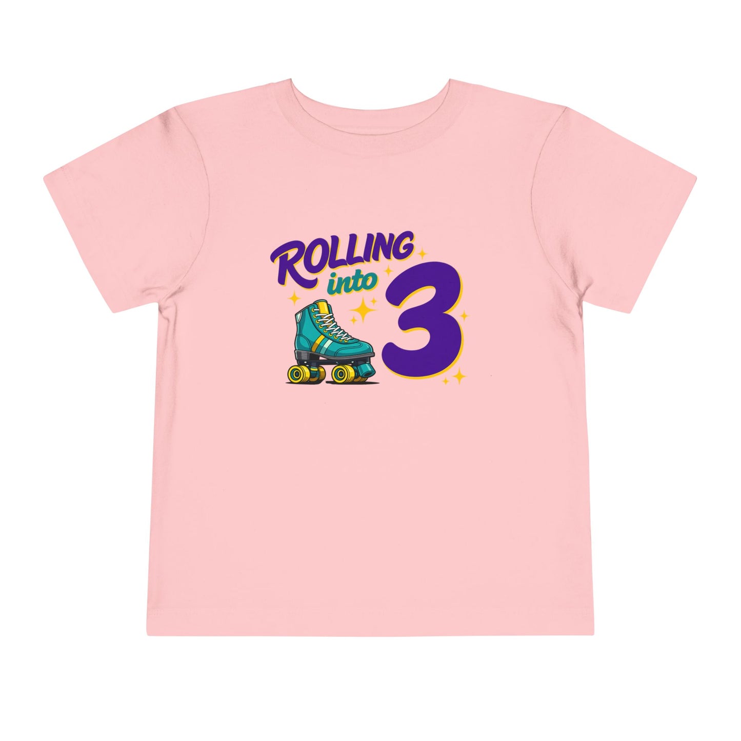 Kid's  "Rolling Into 3 " Birthday T-Shirt for 3 Year Old Child, Roller Skating Tee