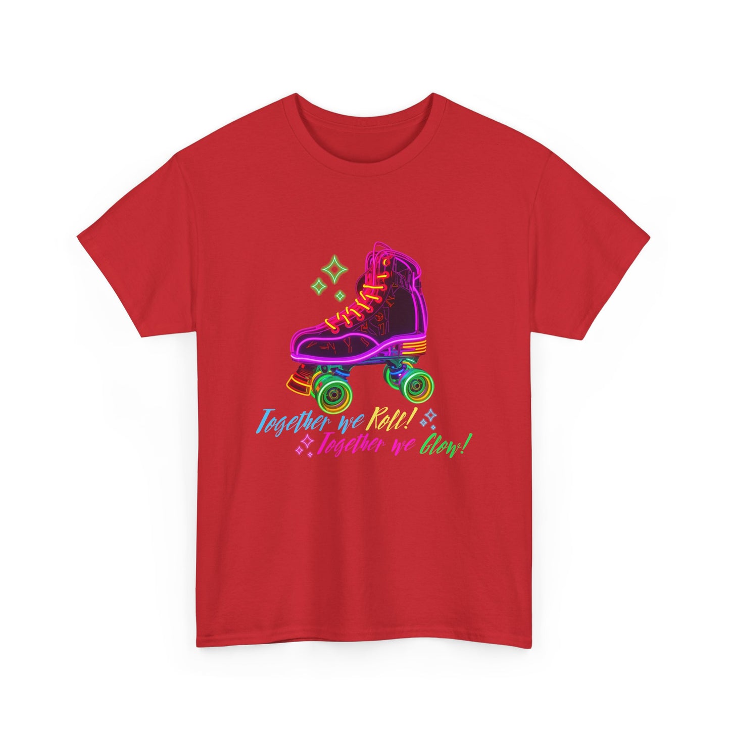 Adult Roller Skating T-Shirt "Together We Roll, Together We Glow" Retro Neon Tee