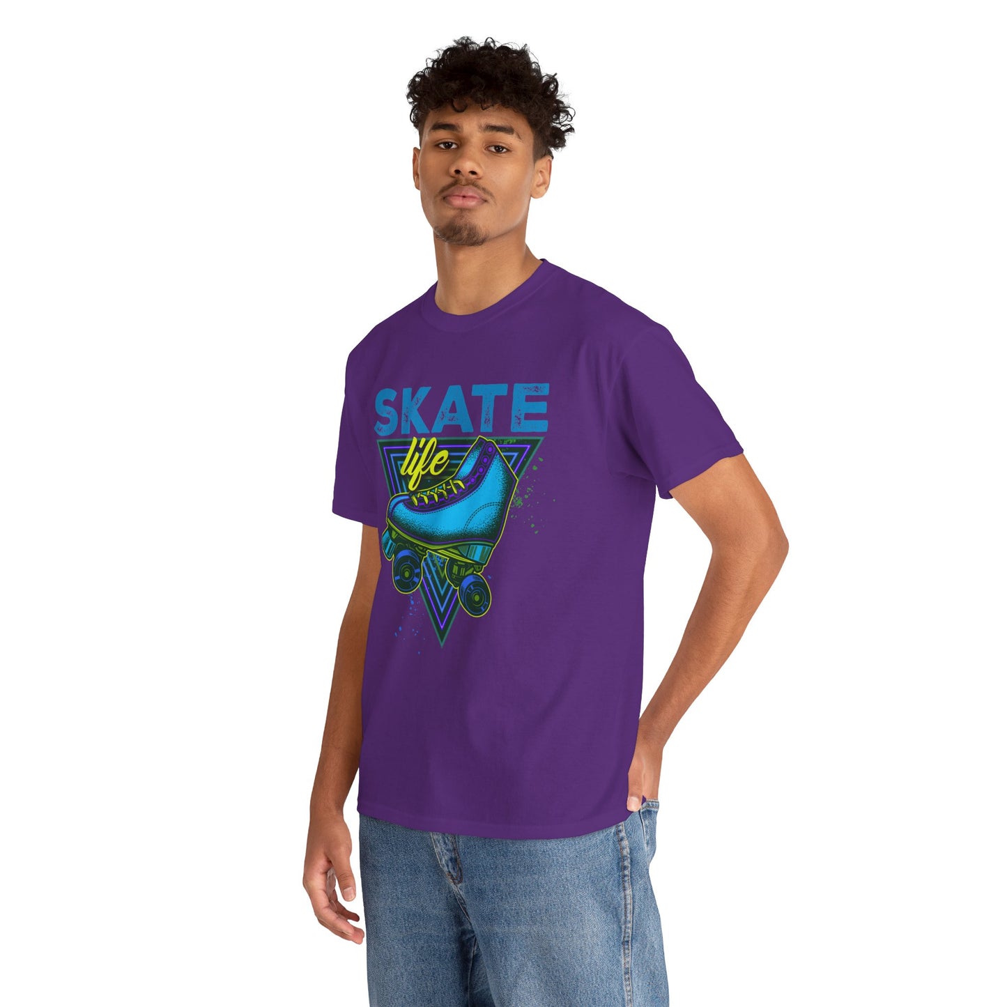 Jackson, NJ - Adult "Skate Life" Roller Skater T-Shirt (Blue Graphic)